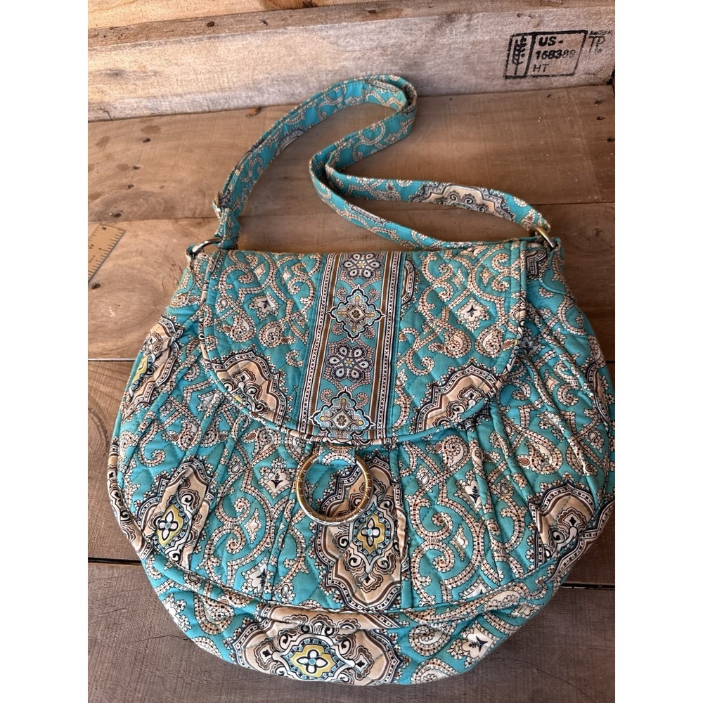 Vera Bradley Totally Turquoise Saddle Up Crossbody Shoulder Bag